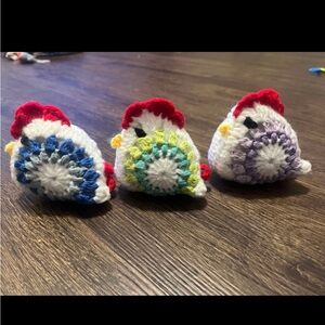 Crochet Chicken Trio Decor